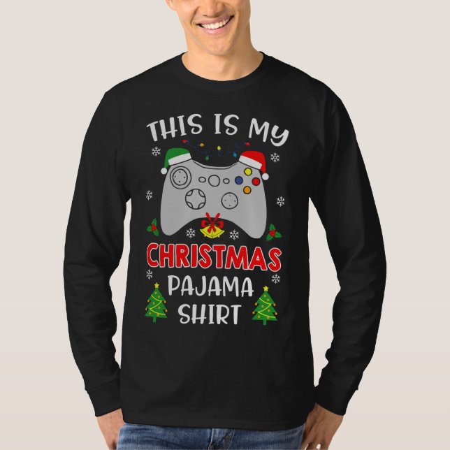 Camiseta Este É O Meu Vídeo De Jogador Do Pajama Santa Hat (Frente)