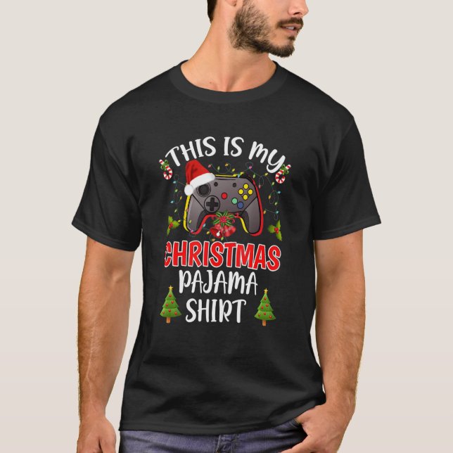 Camiseta Este É O Meu Vídeo De Jogador Do Pajama Santa Hat (Frente)