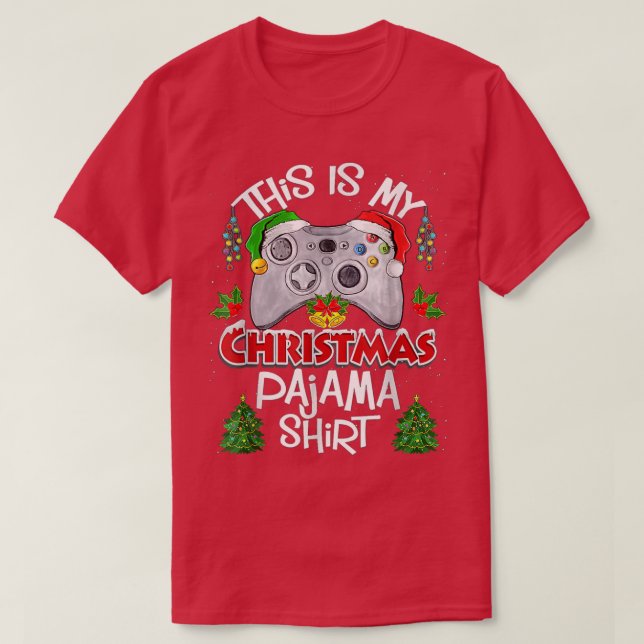 Camiseta Este é o meu vídeo de jogos do Pajama Santa Hat  (Frente do Design)