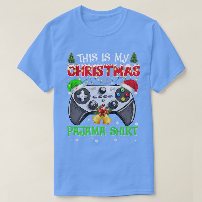 Camiseta Este é o meu vídeo de jogos do Pajama Santa Hat  (Frente do Design)