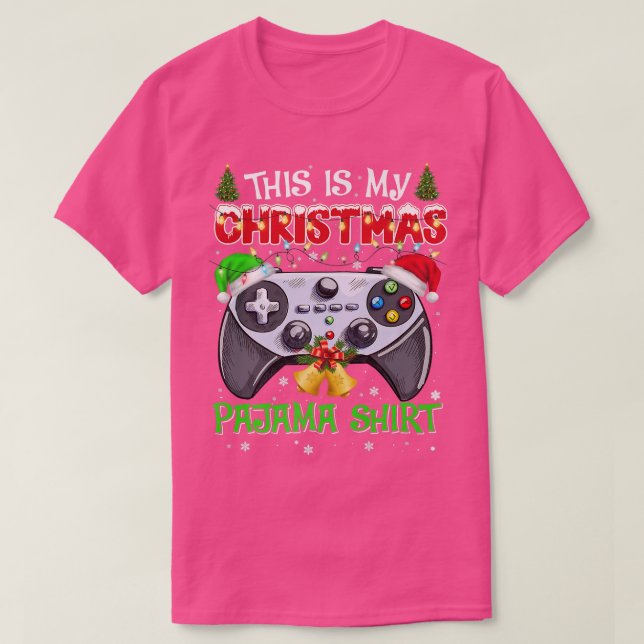 Camiseta Este é o meu vídeo de jogos do Pajama Santa Hat  (Frente do Design)