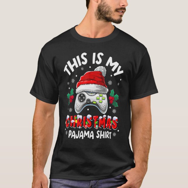 Camiseta Este é o meu vídeo de jogos do Pajama Santa Hat (Frente)