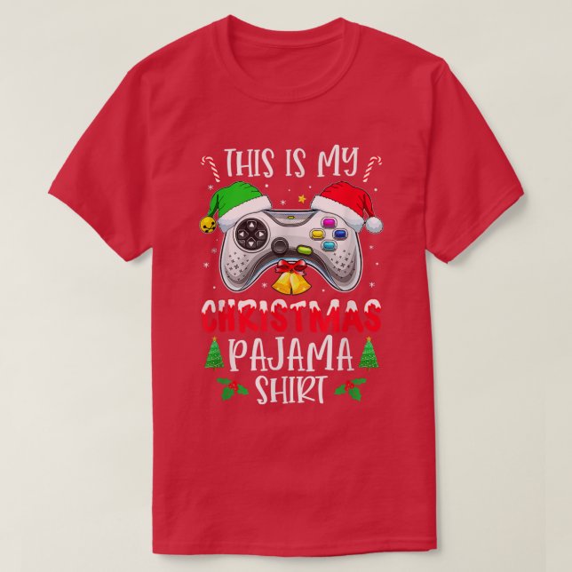 Camiseta Este é o meu vídeo de jogos do Pajama Santa Hat  (Frente do Design)