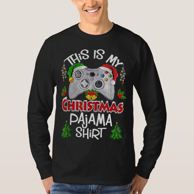Camiseta Este é o meu vídeo de jogos do Pajama Santa Hat (Frente)