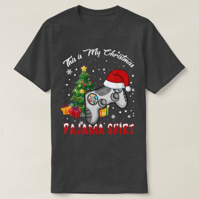Camiseta Este é o meu vídeo de jogos do Pajama Santa Hat  (Frente do Design)