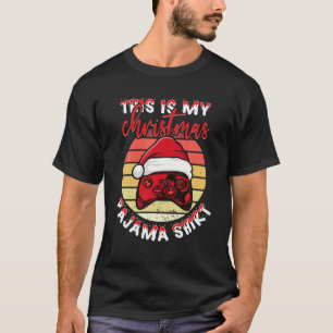 Camiseta Este É O Meu Vídeo De Natal Pajama Santa Hat Engra