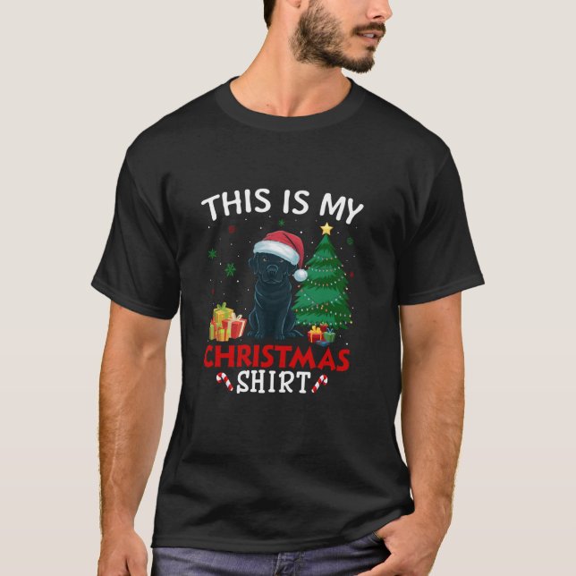 Camiseta Este é o Natal do Meu Cachorro Negra (Frente)