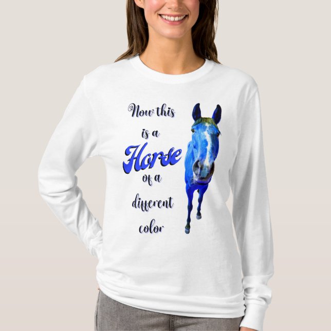 Camiseta Este É Um Cavalo De Cor Diferente Em Azul (Frente)