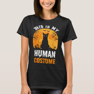 Camiseta Este É Um Disfarce Humano Gato Preto Assustador Vi