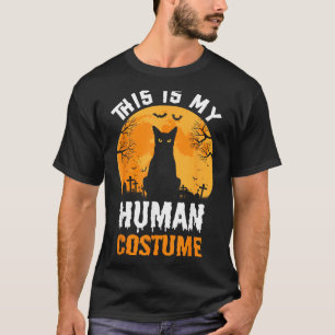 Camiseta Este É Um Disfarce Humano Gato Preto Assustador Vi