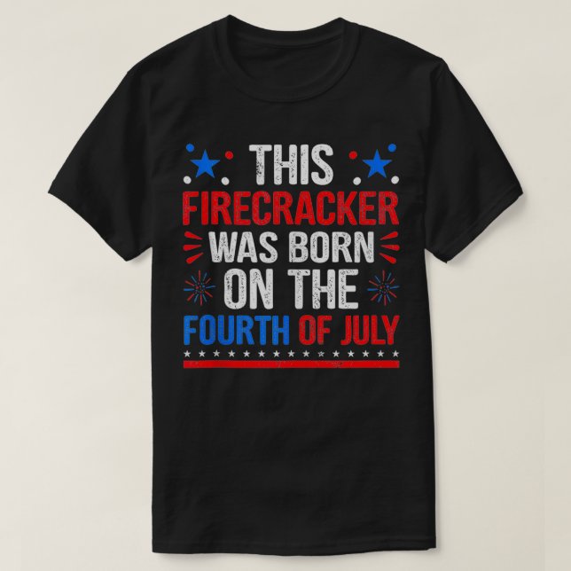 Camiseta Este Firecracker Foi Nascer No Dia 4 De Julho, Bi (Frente do Design)