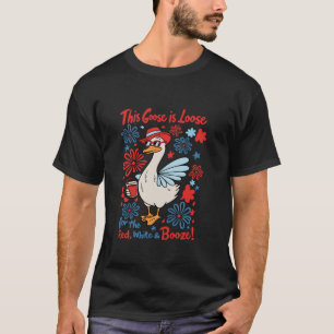 Camiseta Este Ganso É Perdido Para O Branco Vermelho E Booz