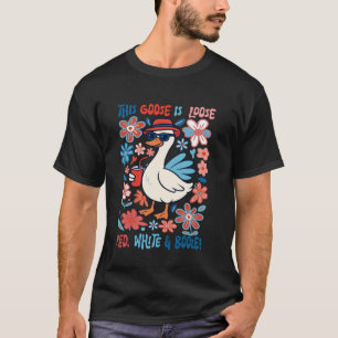 Camiseta Este Ganso É Perdido Para O Branco Vermelho E Booz