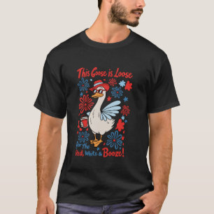 Camiseta Este Ganso É Perdido Para O Branco Vermelho E Booz