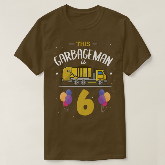 Camiseta Este Garbagman É 6 6 Birthday Garbage Truck 6 y (Frente do Design)