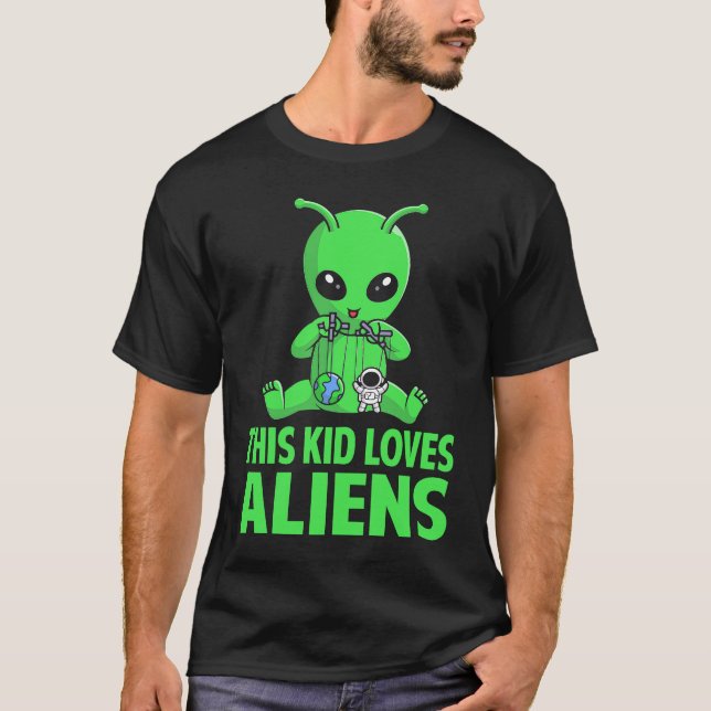 Camiseta Este Garoto Adora Aliens Eu Alienígena Verde Eu Cr (Frente)