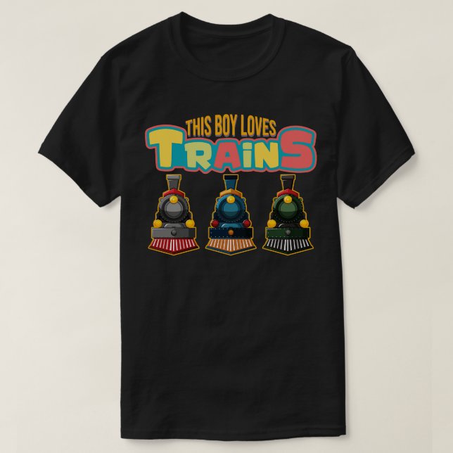 Camiseta Este garoto ama locomotivas Kid Sboys trem (Frente do Design)