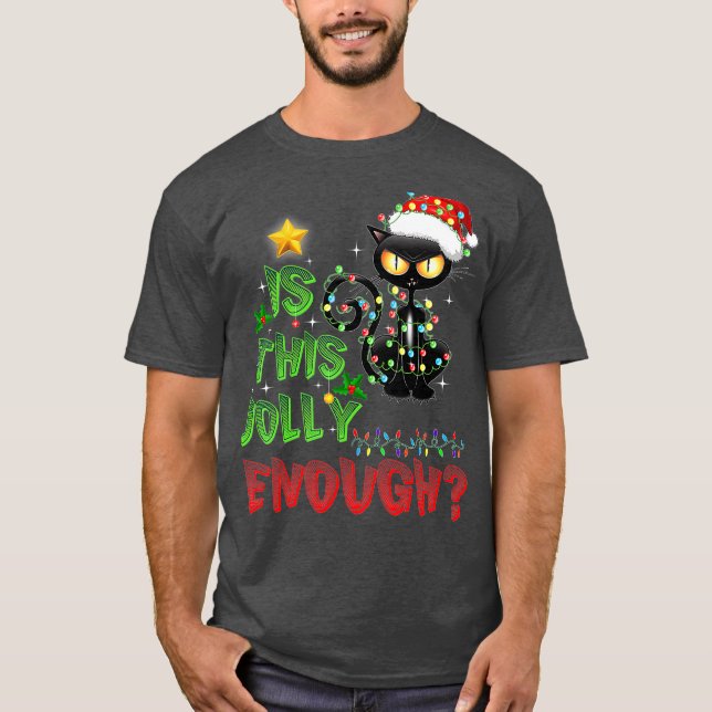 Camiseta Este Gato Negro Chega De Feliz Natal? (Frente)