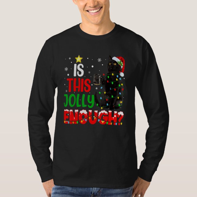 Camiseta Este Gato Negro Chega De Feliz Natal? (Frente)