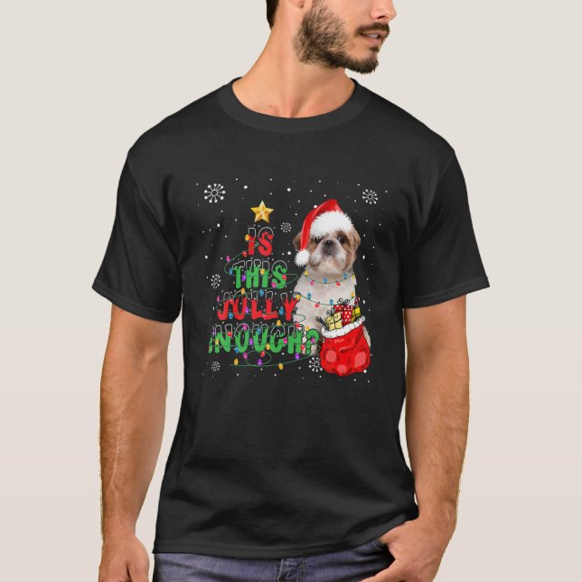 Camiseta Este Jolly Shih Tzu Dog Feliz Natal (Frente)