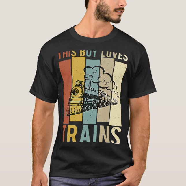 Camiseta Este Menino Adora Comboios Treinando Rapazes Combo (Frente)