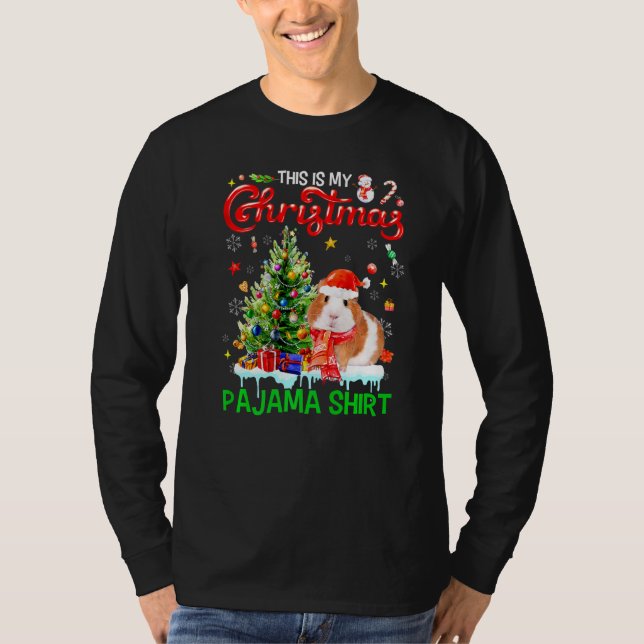 Camiseta Este Meu Natal Pajama Guiné Pig Papais noeis Ha (Frente)