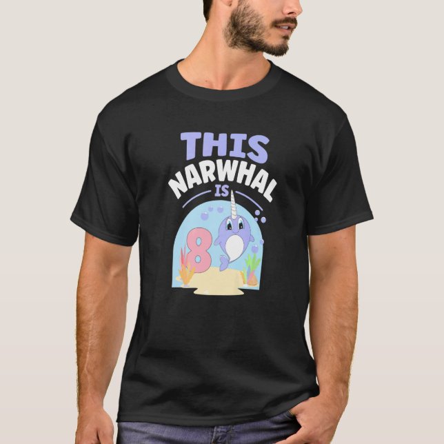 Camiseta Este Narwhis é 8 Sea Fish Birthday Kids Unicorn W (Frente)