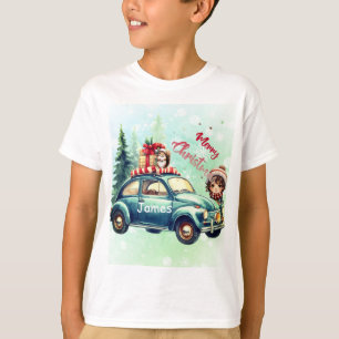 Camiseta Este Natal com um carro nele
