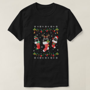 Camiseta Este Natal, Gato Preto Do Pajama, Em Meias