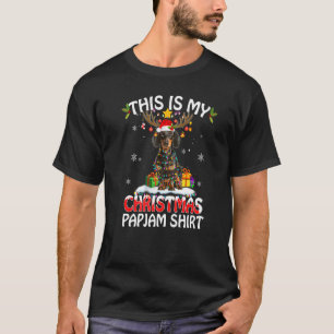 Camiseta Este Natal Pajama Dachshund Lights Papais noeis Re