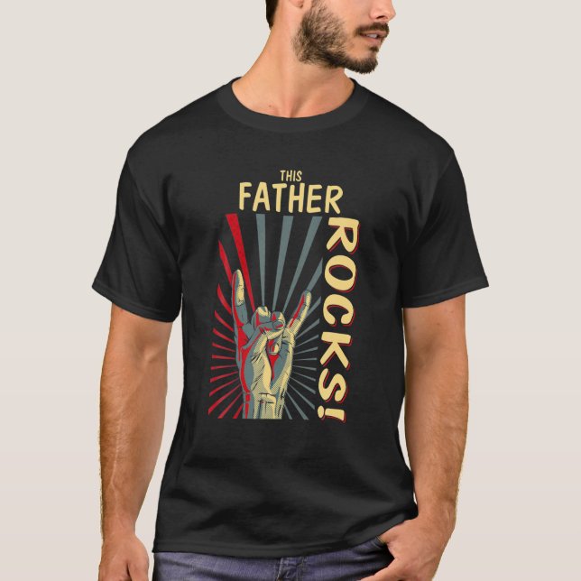 Camiseta Este Padre Rocks Retro Concert 70S 80S Fu (Frente)
