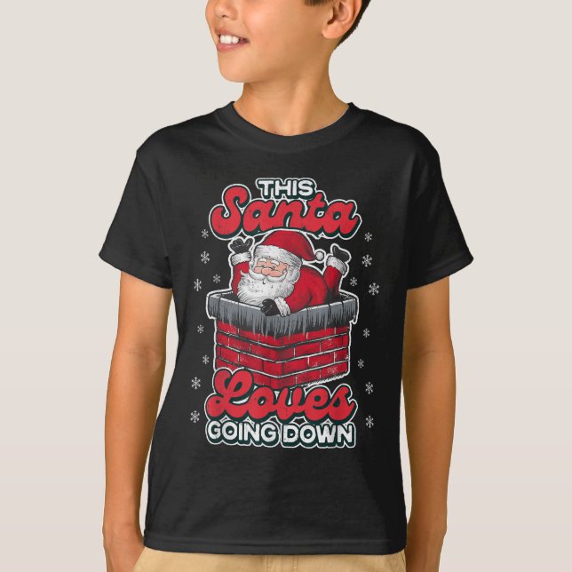Camiseta Este Papai noel Adora Descer Homens Engraçados De  (Frente)