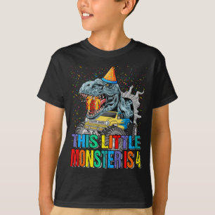 Camiseta Este Pequeno Caminhão Monstro É 4º Aniversário, 4 