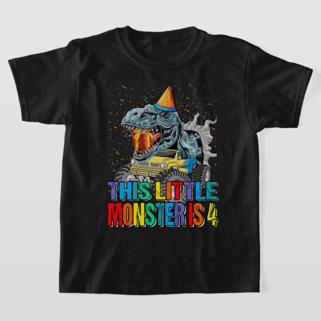 Camiseta Este Pequeno Caminhão Monstro É 4º Aniversário, 4  (Postura )