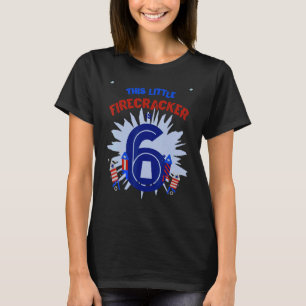 Camiseta Este Pequeno Firecracker É Um Aniversário De 6 De