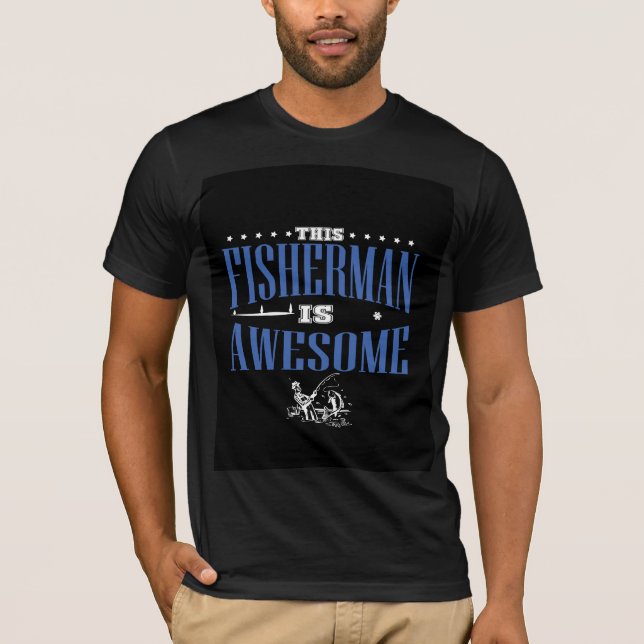 Camiseta Este pescador é incrível, comemorando a pesca (Frente)