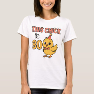 Camiseta Este Pintinho é 80 Bons e Divertidos Aniversário