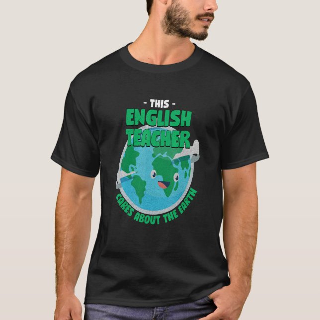 Camiseta Este Professor Inglês Se Preocupa Com A Natureza D (Frente)