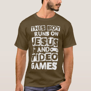 Camiseta Este Rapaz Funciona Com Jesus e Videos games Crist