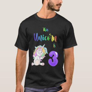 Camiseta Este Unicórnio É 3 Garota Bonita De Aniversário Tr