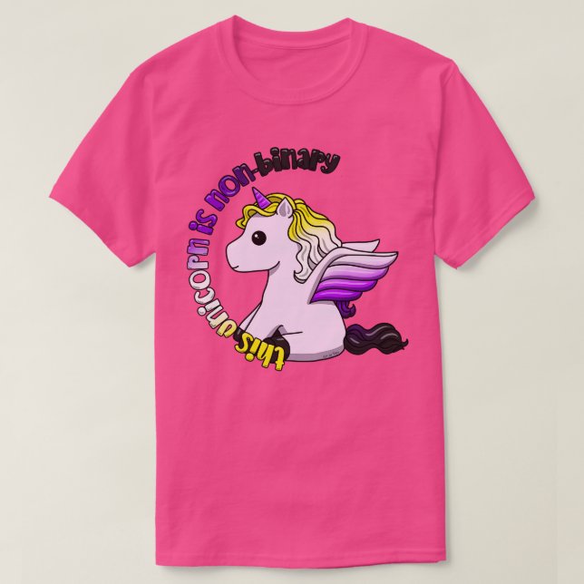Camiseta Este Unicórnio É Não Binário (Frente do Design)