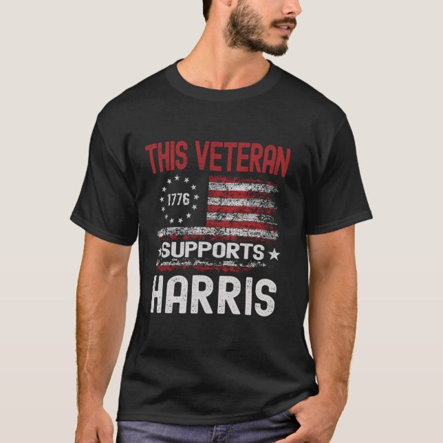 Camiseta Este Veterano Apoia Harris American Flag Kam (Frente)