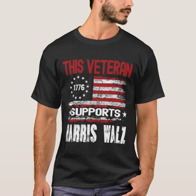 Camiseta Este Veterano Apoia Harris Wheimer 2024 Americano (Frente)