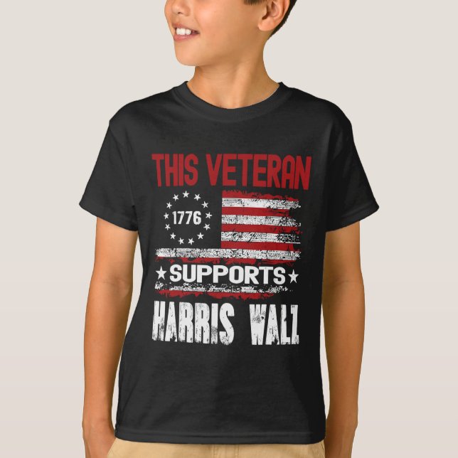 Camiseta Este Veterano Apoia Harris Wheimer 2024 Americano (Frente)