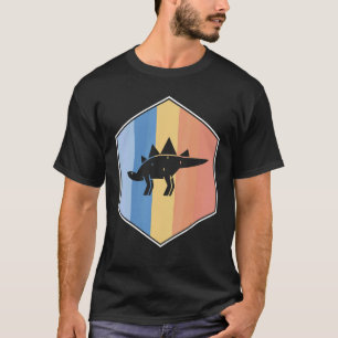 Camiseta Estegossauro Com Cores Retroativas Num Hexágono