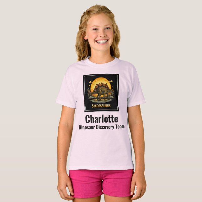 Camiseta Estegossauro Dinossauro Pré-Histórico Lua (Frente Completa)