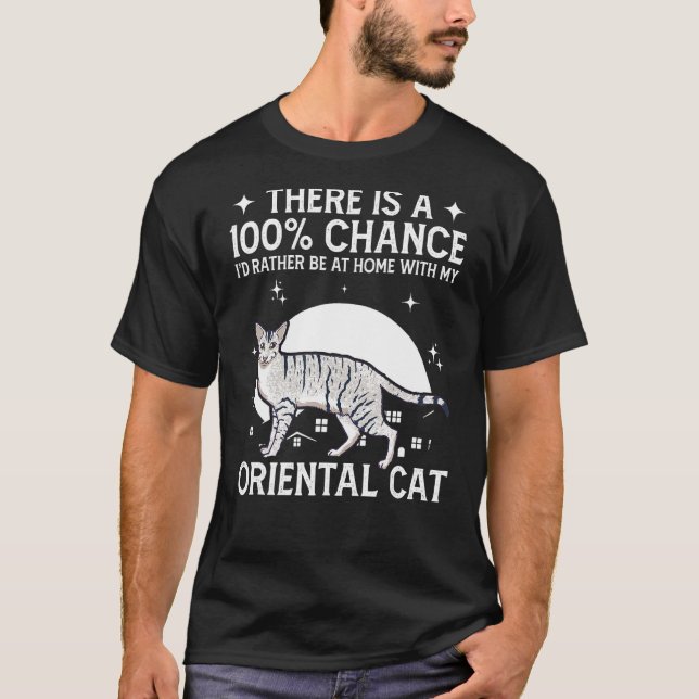 Camiseta Esteja Em Casa Com Meu Gato Oriental (Frente)