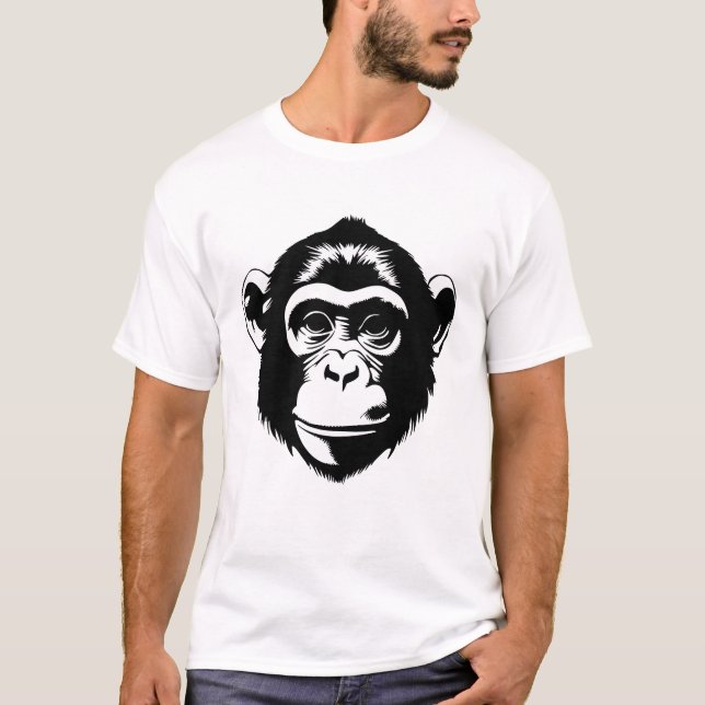 Camiseta Estêncil chimpanzé bebê (Frente)