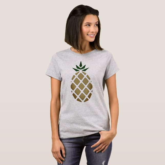 Camiseta Estêncil de ananás tropical (Frente Completa)