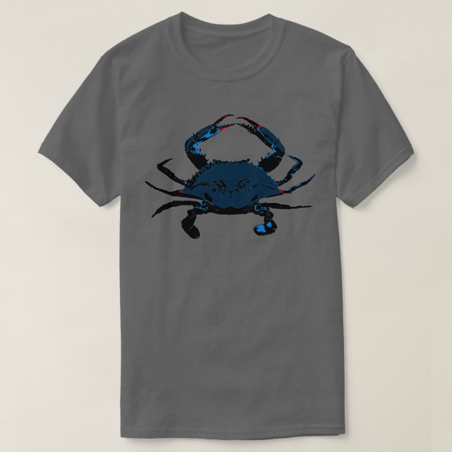 Camiseta Estêncil De Caranguejo Azul (Frente do Design)